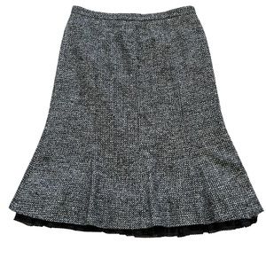 Neiman Marcus Black and White Tweed Wool Blend Tulip Hem Skirt 10